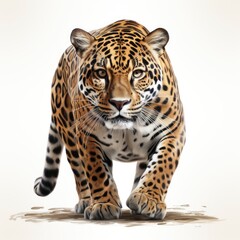 Jaguar, Cartoon 3D , Isolated On White Background 