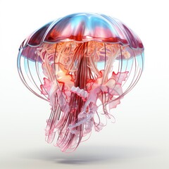 Jellyfish , Cartoon 3D , Isolated On White Background 