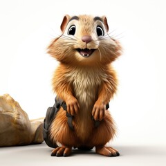 Fototapeta premium Lemming , Cartoon 3D , Isolated On White Background 