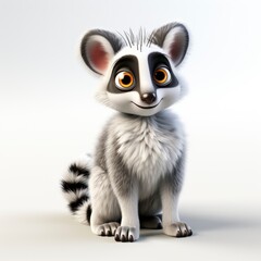 Obraz premium Lemur , Cartoon 3D , Isolated On White Background 