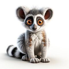 Lemur , Cartoon 3D , Isolated On White Background 