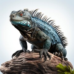 Obraz premium Marine Iguana, Cartoon 3D , Isolated On White Background 