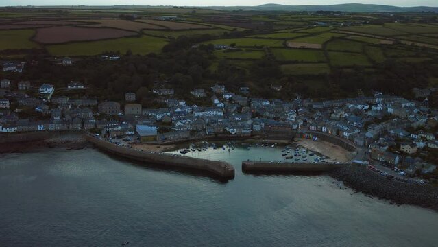 Harbor of Mousehole in Cornwall at Sunset