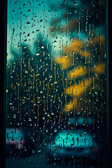 Raindrops on the window. Generative AI,