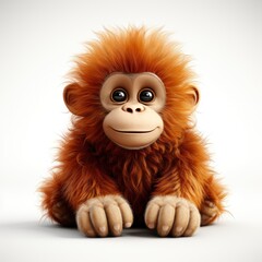 Orangutan, Cartoon 3D , Isolated On White Background 