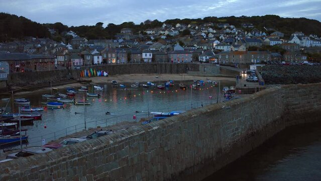 Harbor of Mousehole in Cornwall at Sunset