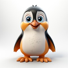 Obraz premium Penguin , Cartoon 3D , Isolated On White Background 