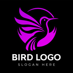 Vector Flying Hummingbird logo design with gradient colorful Style