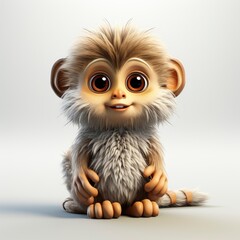 Obraz premium Pygmy Marmoset , Cartoon 3D , Isolated On White Background 