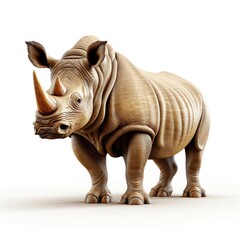 Obraz premium Rhinoceros , Cartoon 3D , Isolated On White Background 