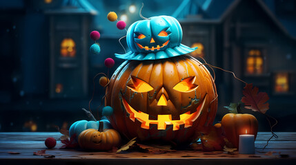 Halloween horror pumpkin background wallpaper poster PPT