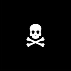 Obraz na płótnie Canvas Death skull head, bones danger symbol. Horror, toxic poison icon isolated on black background 