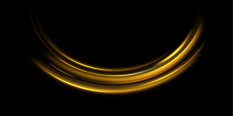 Fire comet flying. Shining lights in motion with small particles. Ring of fire, Plasma ring on a dark background. 3D rendering, Abstract background.  © ANATOLII