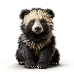 Sloth Bear, Cartoon 3D , Isolated On White Background 