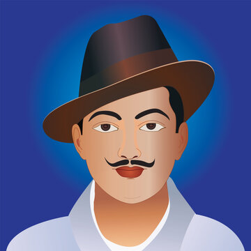 Bhagat Singh. Vector illustration of Indian Nation Hero and Freedom Fighter Bhagat Singh. Shahid bhagat Singh Indian freedom fighter greeting card.