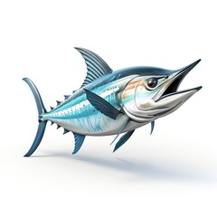 Swordfish , Cartoon 3D , Isolated On White Background 