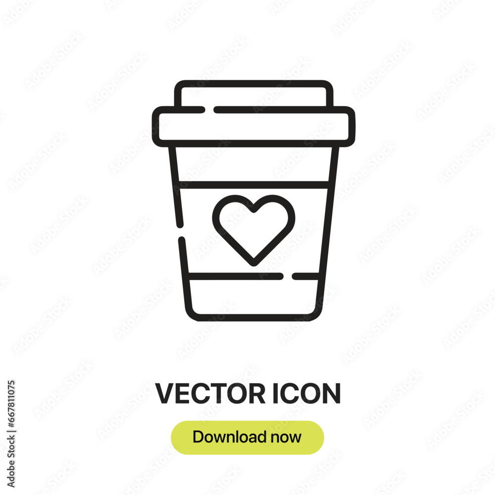 Leinwandbilder coffee cup icon vector. linear-style sign for mobile concept and web design. coffee cup symbol illus