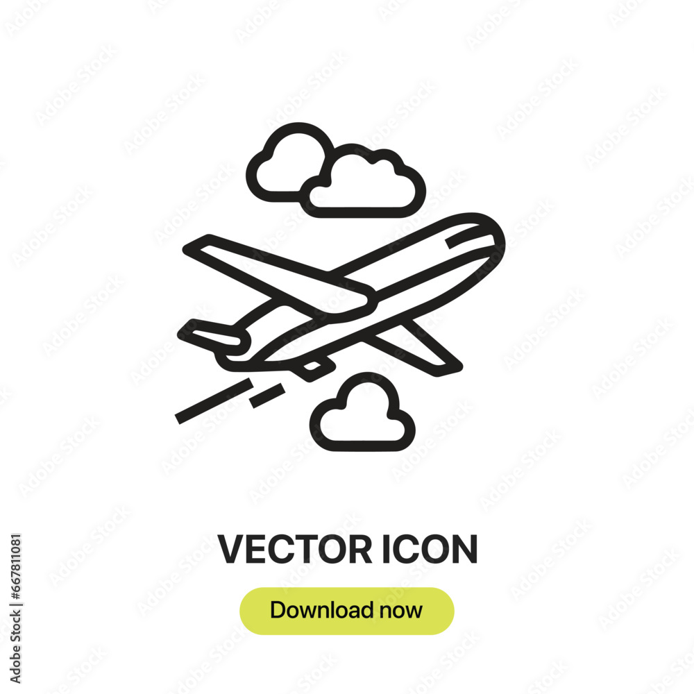 Poster fly icon vector. linear-style sign for mobile concept and web design. fly symbol illustration. pixel