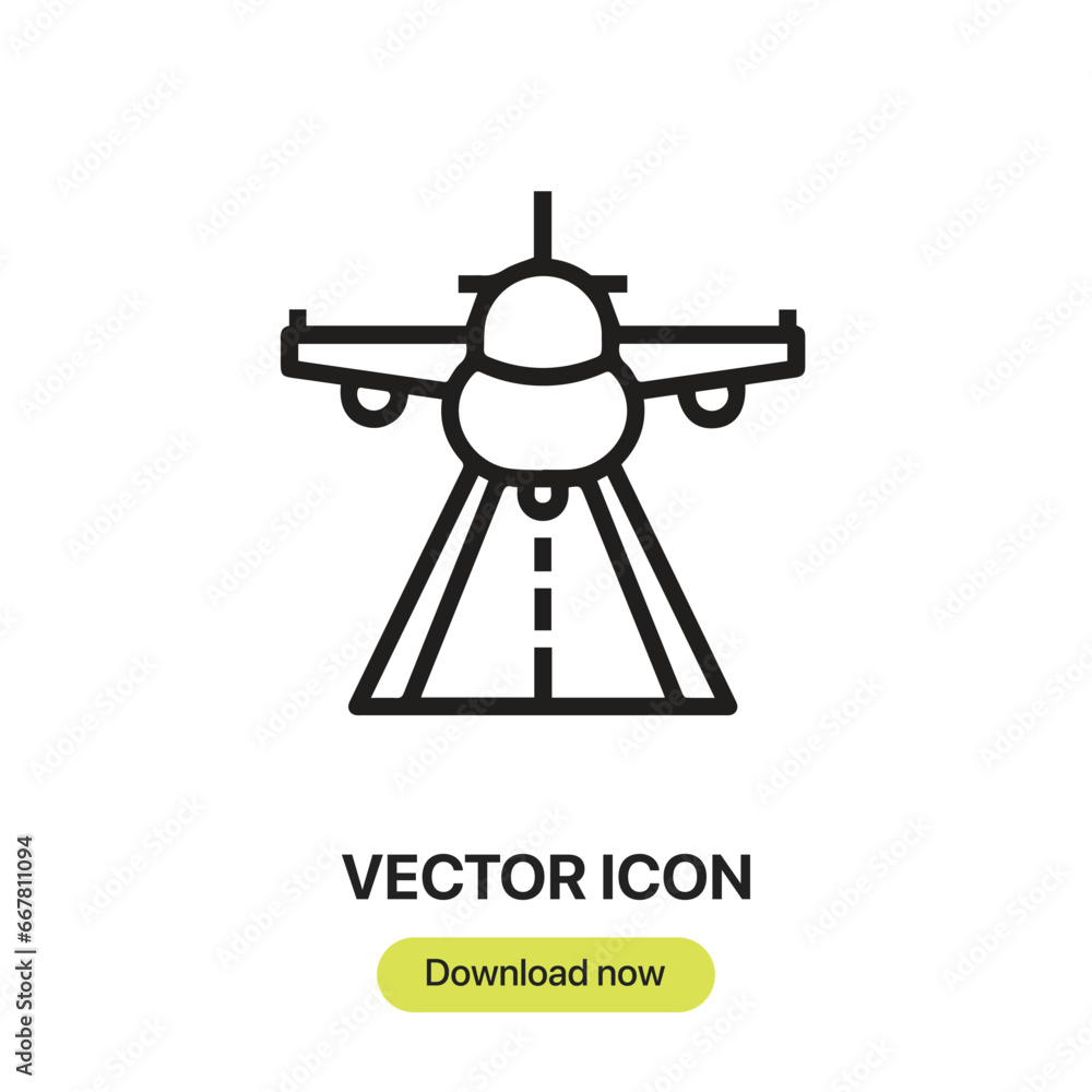 Aufkleber Landing icon vector. Linear-style sign for mobile concept and web design. Landing symbol illustration. Pixel vector graphics - Vector.