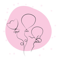 A Set of hand drawn balloons with ribbon and string
