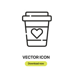 Coffee Cup icon vector. Linear-style sign for mobile concept and web design. Coffee Cup symbol illustration. Pixel vector graphics - Vector.