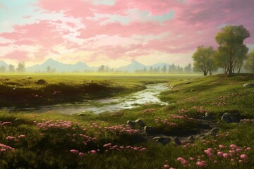 Obraz premium a spring meadow. Generative AI