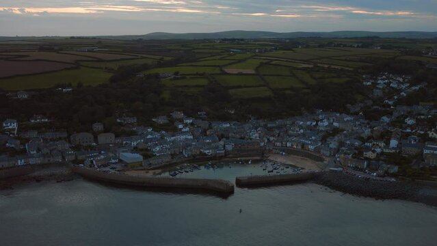 Harbor of Mousehole in Cornwall at Sunset
