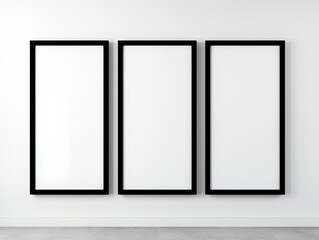 blank image frames on white wall. 