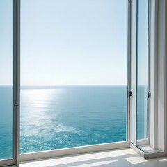 view from windows to the sea. Generative AI