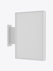 Blank double sided Back lit signage rectangular board, led glow advertising board, vinyl company sign on wall. 3d render illustration.