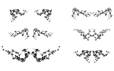 many wild rose pattern elements for design vector - obrazy, fototapety, plakaty