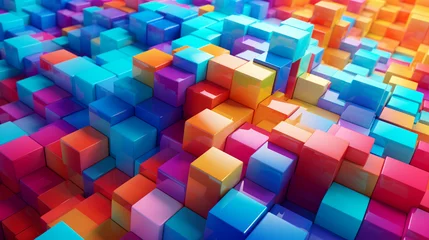 Foto op Plexiglas 3D colorful cubes for background or wallpaper © Thisa