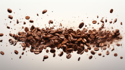 Obraz premium Coffee Splash and Bean Explosion Isolated