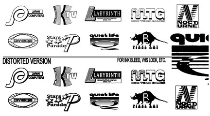 fake logo collection. initial logo set in alphabetical order. retro nostalgia logo designs vector.