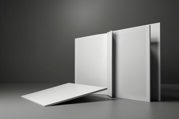 Empty brochure on gray backdrop. 3D render art. Generative AI