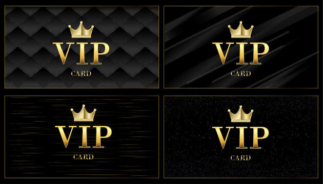 VIP card. Luxurious collection of premium VIP cards. VIP inscription on a chic black texture. Only for the chosen ones. Vector illustration.