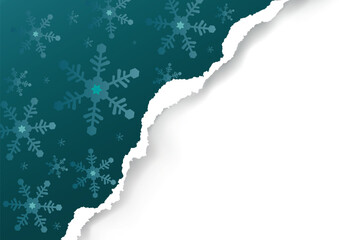 
Christmas ripped paper, blue background. 
Illustration of violet blue paper background with snowflakes and place for your text or image. Vector available.