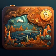 Mid-Century Bitcoin and Cryptocurrency Mobile App Illustration