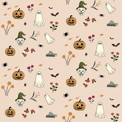 Seamless spooky scary pattern design