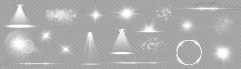 Muurstickers Light set star white png. Light set sun white png. Light set flash white png. vector illustrator. © ANATOLII