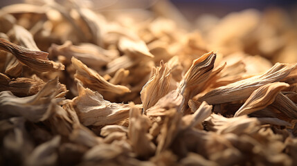 Cut Iris Florentina Root Herb in closeup macro, boasting a beautiful bokeh backdrop.