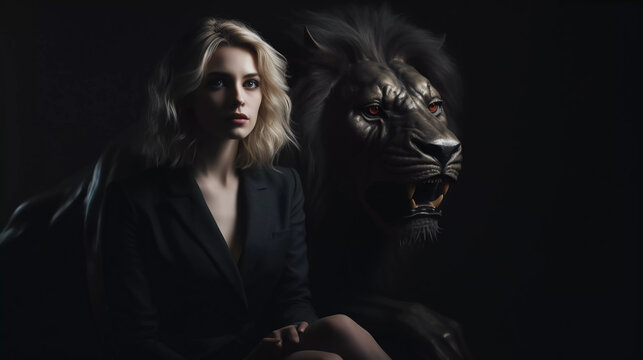 business woman lion
