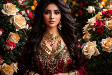 Naklejka premium Portrait oriental woman With Bridal arabic style makeup
