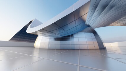 Futuristic minimalist architecture 3d render