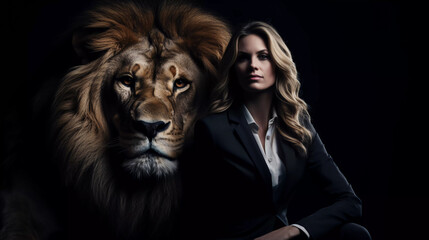 business woman lion