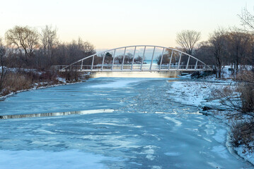 View at the Etobicoke creek in winter, near Toronto, Canada