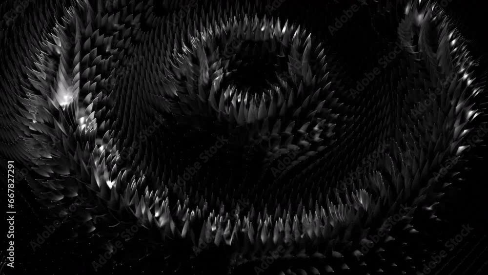 Poster background of pulsating audio wave rings. design. pulsating texture of many small thorns.