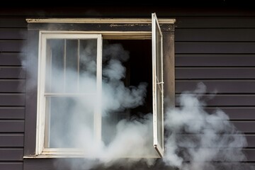 smoke coming out of partially open window. Generative AI