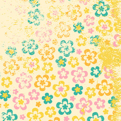 Retro grunge background. Groovy ornament. Retro groovy grunge. Flowersl wallpaper. 60s and 70s groovy vintage style. Grunge hipppie wallpaper. Y2k trendy style. Nostalgia for the 70s.