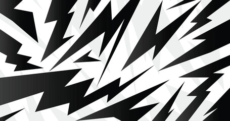 Abstract black and white background with spikes and zigzag line pattern
